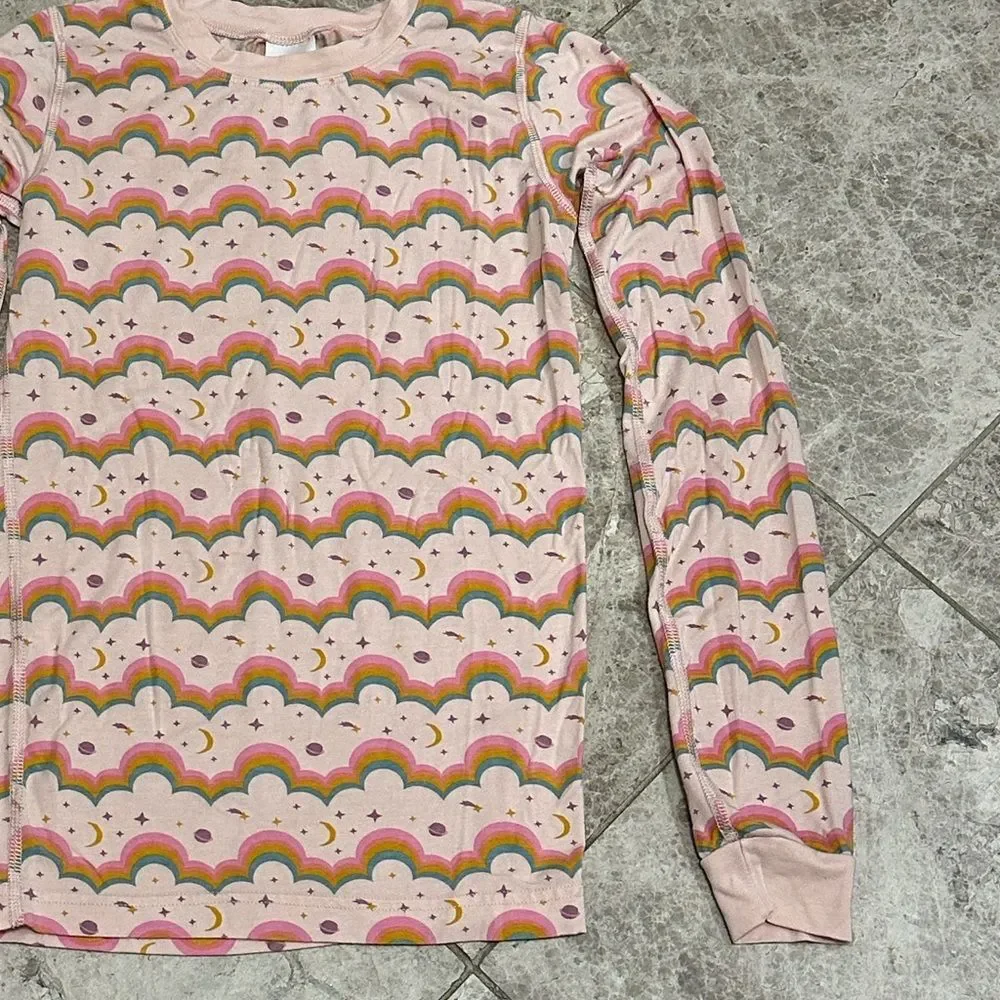 Hanna Andersson HannaSoft Pink Rainbow Long Sleeve Pajama Set Size 150  US 12
